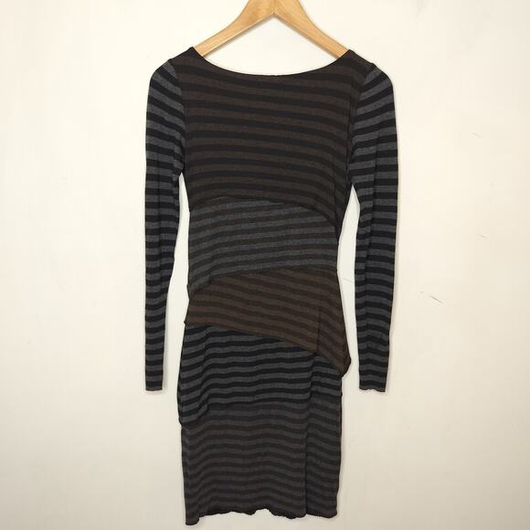 Joseph Ribkoff Tiered Stretch Knit Dress Striped - Picture 8 of 10